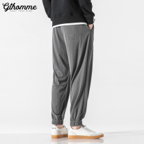 2022 Spring Autumn Thin mens casual pants loose straight cylinder Han version trendy 100 hitch foot 90% Pants Tide Sign Pituality