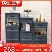 Bucket cabinet American solid wood storage locker bedside cabinet rack modern living room bedroom pastoral five bucket small cabinet