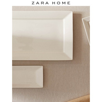 Zara Home warm white tune European ceramic rectangular large shallow plate 42426218250