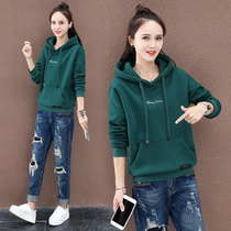 2021 autumn winter new gush thickened Korean version Fashion sweatshirt female cap loose jacket for casual warm jacket