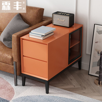 Italian style light and luxurious solid wood sofa edge a few living room Mini side cabinet Nordic minimalist corner a few minimalist small side table lockers