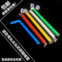 500 disposable pearl milk tea elbow thick straw independent packaging colored plastic large straw 11mm