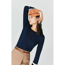 LILY winter new womens color compression trumpet sleeve bottoming round neck wool sweater 119440B8744