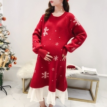 Chinese New Year Pregnancy Woman Dress Autumn Winter Style Dress dress Dress Jacket Fashion style Thickened Sweater Dresses Winter Clothes