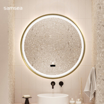 Sacred HeNordic Wall-mounted Round with lamp toilet mirror hanging wall led smart bathroom mirror stainless steel rims