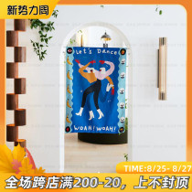  Yayoi Chi Nordic strange force chaos god ins door curtain cotton linen fabric bedroom partition warm curtain Kitchen half curtain free punch