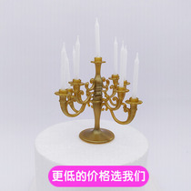 Baking cake decoration Vintage European Style Golden Candlestick cake decoration Candle Birthday candle cake plug-in
