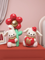 Wedding gift for the bride and girlfriends creative living room home decoration cute couple rabbit ornaments a pair