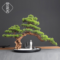 New Chinese emulated hospitality pine bonsai micro-landscape sand tray soft-mounted living room hotel home Xuanguan Decorative Pendulum