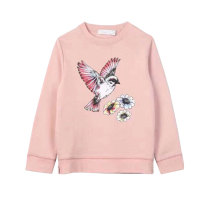 British single SMC pure original autumn and winter girls organic cotton plus Velvet Bird sweatshirt top sports coat 2-8 years old