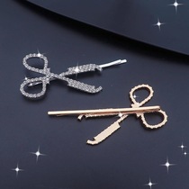 South Korea Inlaid Drill Scissors Hairpin Clip Water Drill for women Hairpin Hairpin Korean version Hair Trim Clip edge collet Decorated hair accessories