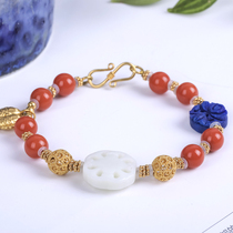 (Xiongjia jewelry) Baoshan Nanhong carved handstring beads necklace 108 handstring scattered beads pendant DIY pendant