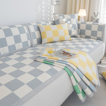 Sofa cushion Summer cool mat ice silk cushions anti-slip minimalist modern little frescoed summer checkerboard Sofa Cover Scarves