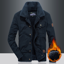 2020 new flannel cotton jacket jacket mens cotton thick lapel large size wool collar tooling autumn and winter jacket jacket