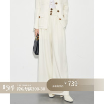 Z Boss Bourman Single Row Buttons Casual Pants Women Blend Wool Long Pants Not Pick Up Slim Fit Brief About Two Wearing Broadlegged Pants