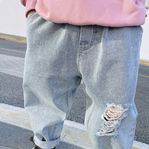 Korean Version Fashion Boy Breaking Jeans 2021 New Fairpants 100 Hitchhiking Casual Loose Wide Leg Straight Pants Long Pants