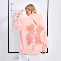 PCMY Tide brand graffiti sweater Hong Kong style loose hooded pullover couple spring and autumn Korean hip hop mens and womens jacket