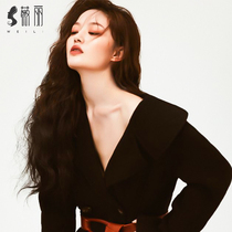Villi wig female long hair big waves water ripple long curly hair full hand-woven 60cm intellectual charming real hair full headgear