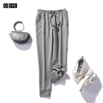 Sports Pants Woman Spring Autumn 2022 New Pure Cotton Casual Loose Lenty Grey Bungles Pants Full Cotton Thin Trousers Long Pants
