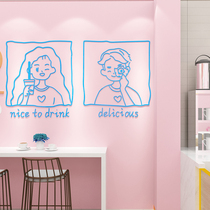 Creative milk tea shop cake shop coffee shop background wall decoration layout 3d three-dimensional acrylic wall stickers
