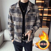 Rich Guido Bird plus cotton thickened wool Jacket Jacket Man Autumn Winter Checkered Short flipped for leisure and sweaters