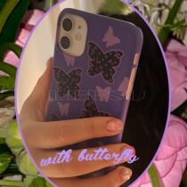 (Order) musemood Korea with butterfly purple butterfly Apple phone case