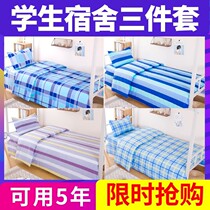 School quilt boarding high school students dormitory bed three-piece set soft household Girls Primary School students double net red