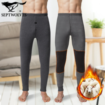 Seven wolves mens wool knee cover warm cotton pants velvet thickened autumn pants winter autumn pants warm pants