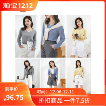 Seven volume a cut small man T-shirt 2021 new solid color thin basic vneck long sleeve with summer Women 0194