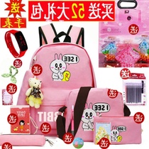  (Free watch gift bag)Primary school student school bag 1-9 grade girl school bag Childrens school bag waterproof canvas bag