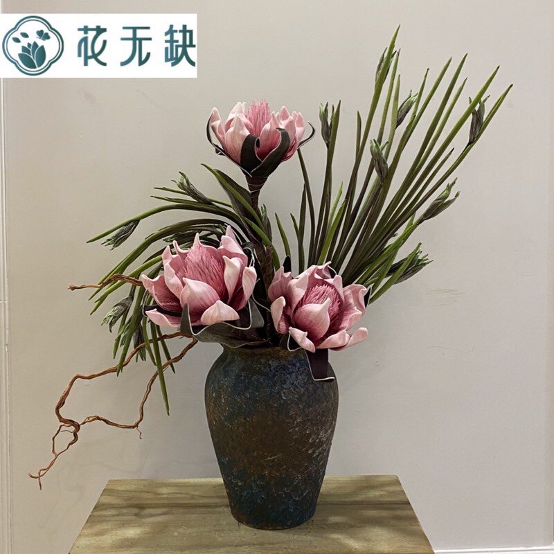 Eurostyle modern imitation leather floral suit Living room TV cabinet Decent Board Room Villa Decorated Floral Fake Vase Hem 