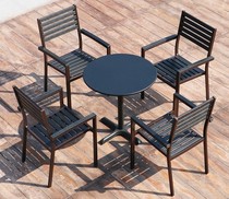 Outdoor plastic wood tables and chairs courtyard waterproof sunscreen anti-corrosion wood tables and chairs tea table combination square outdoor outdoor table and chairs