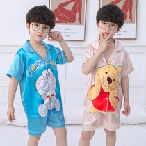 2022 new childrens pyjamas suit 2022 Summer ice silk cartoon Yangqi Home Boy Short Sleeves Two Sets