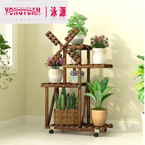 Flower pot stand Living room Indoor flower stand American flower plate entrance Planting stairs Wooden frame Economical double trapezoidal corridor