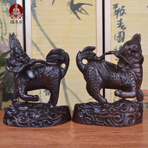 Zen House ebony wood carving unicorn wood carving ornaments mahogany unicorn solid wood animal Home Crafts accessories