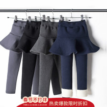 Girls underpants In autumn and winter thick pure cotton and velvet plus thick pants little girl in pants fake two pants