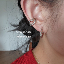 hellojune solid 925 silver double-layer size round hollow ear clip cochlear clip
