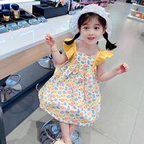 2021 new foreign atmosphere suspenders skirt in the big childrens summer skirt sweet summer flower vest dress (