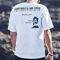 Cang stone one tree Ice Silk Cotton short sleeve T-shirt mens summer 2021 new leisure loose trend printing half sleeve top