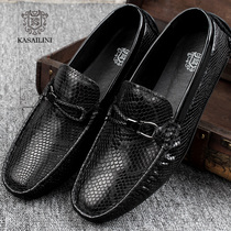Italian beanie shoes mens leather autumn breathable business casual British wild set feet low help lazy driving tide shoes