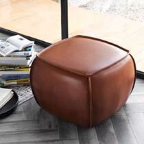 Simple modern personality cloakroom changing shoes stool small square living room dressing stool brown leather low stool sofa stool