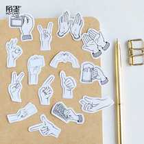 Mo ink boxed stickers black and white gesture self-adhesive stickers hand book photo album items decorative sealing stickers