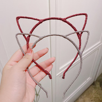 Cat ears hairband female Joker simple pressure hair fairy go out winter fashion non-slip net red super fairy Korea