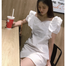 Small ruffled dress women White 2021 summer new fashion foreign style light mature style short skirt
