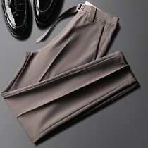 Pants mens nine casual pants spring and autumn thin stretch slim feet light luxury luxury business camel suit pants