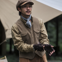 SOARIN American retro light core suede waistcoat for men Amei click Casual Workout with multi-pocket waistcoat waistcoat