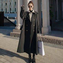 Fanchy black trench coat womens long 2020 Autumn New Korean version of temperament goddess fan Heben wind coat coat