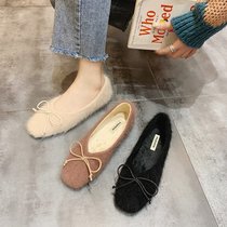 Mao Mao shoes womens autumn and winter 2020 new wild gentle wind net red fairy lazy scoop shoes bow Doudou shoes tide