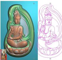 Leaf-shaped lotus base sitting on Guanyin elegant free Bodhisattva jdp relief map gray-scale wood carving