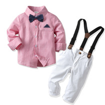 1 baby one year old dress male Spring and Autumn 2 children set men 2021 new boys birthday banquet Week 3 strap pants 4